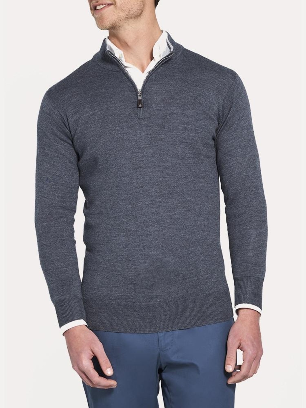 Peter Millar Dark Gray Crown Soft Quarter Zip Sweater - Wool & Silk Blend